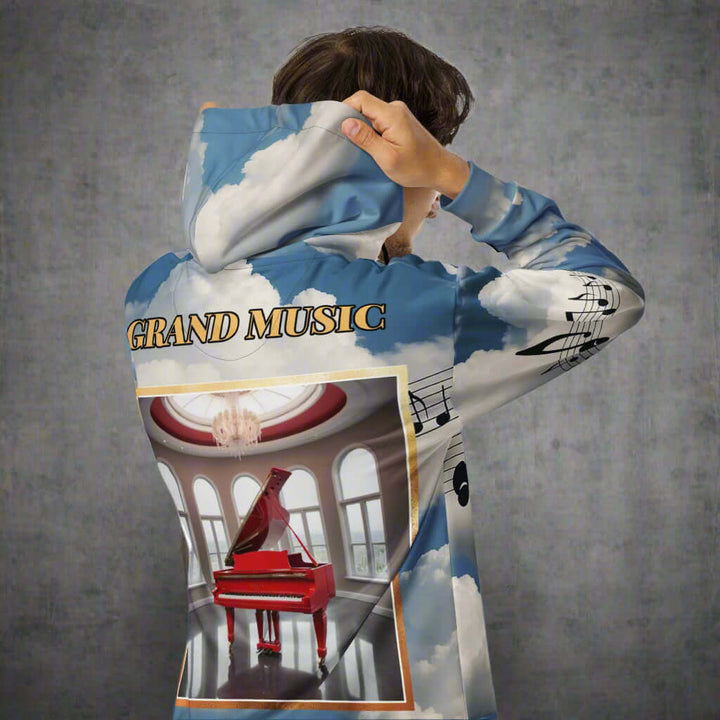 🎼 ✨ GRAND MUSIC Hoodie – Where Sky Meets Sound (Remixed)
