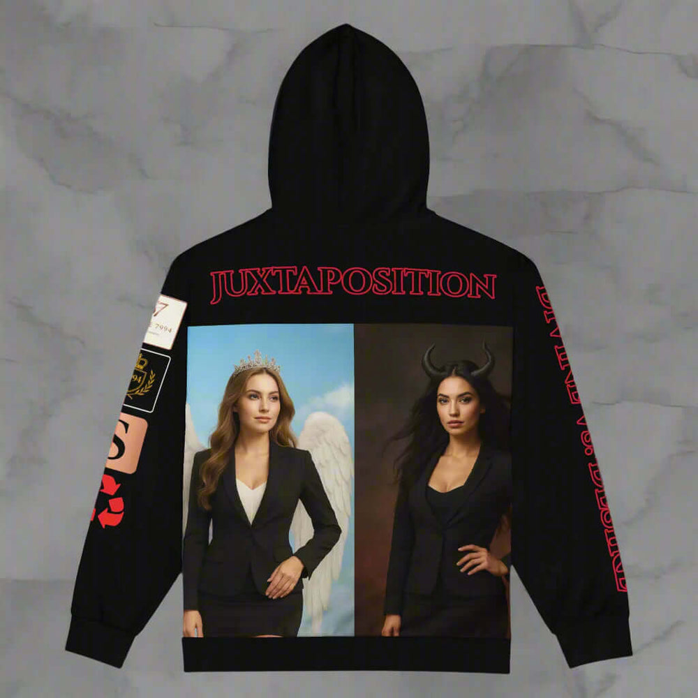 Rearview of black hoodie