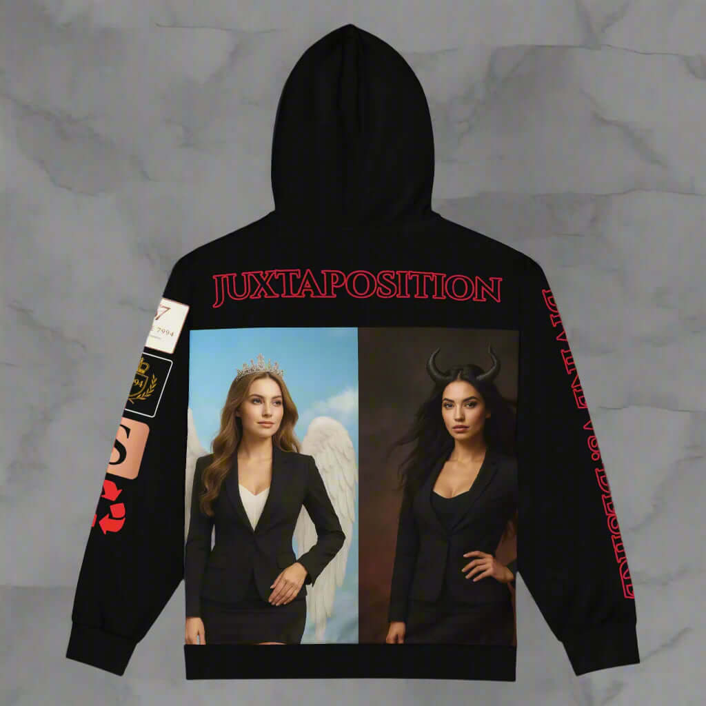 Rearview of black hoodie