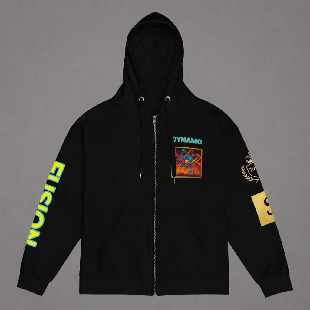 "DYNAMO" black Unisex zip hoodie
