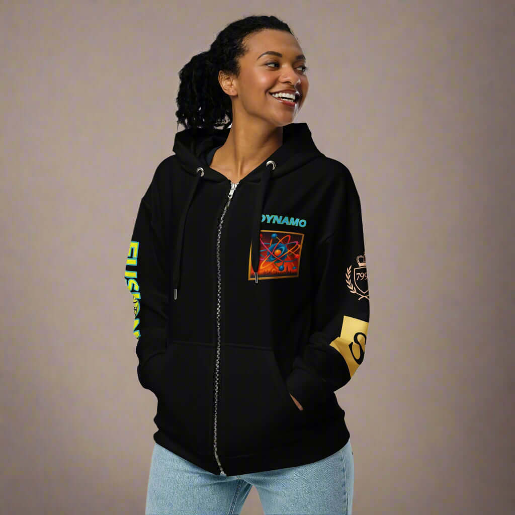 "DYNAMO" black Unisex zip hoodie
