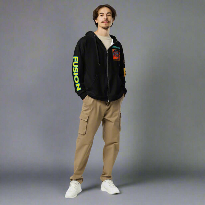 "DYNAMO" black Unisex zip hoodie