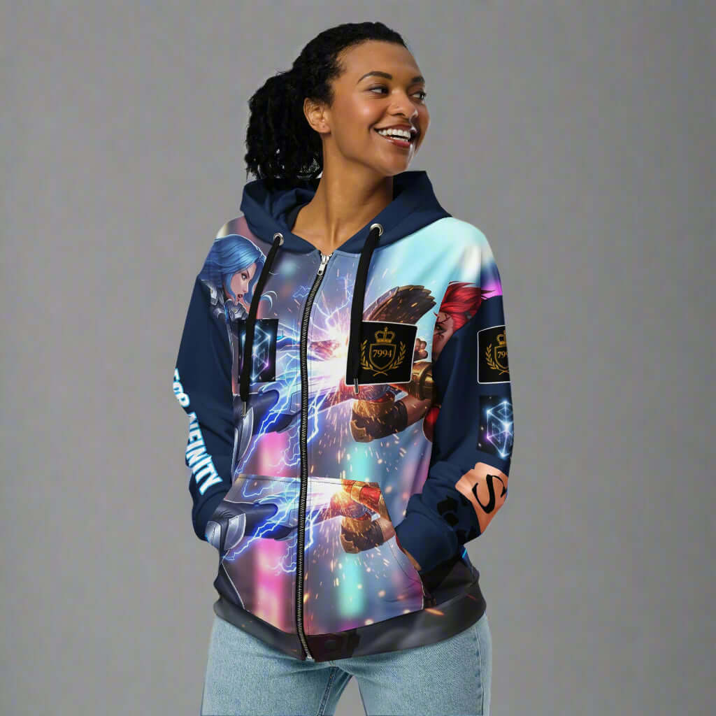 FINAL ROUND Anime All-Over Print Hoodie – Tesseract Battle Scene