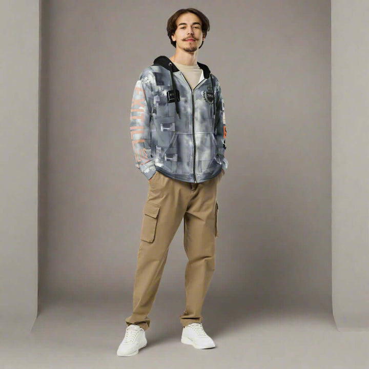Man in grey hoodie