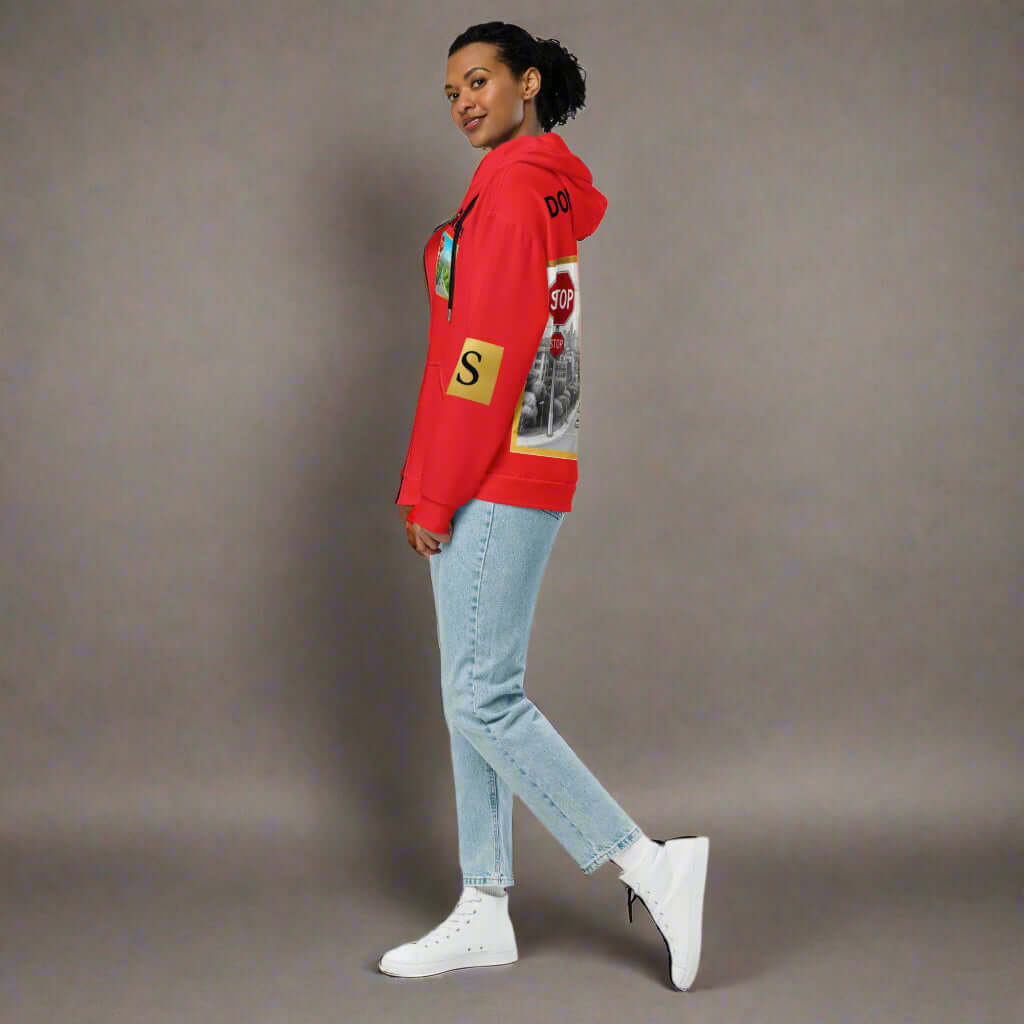 "PERSEVERANCE" Unisex red graphic zip Unisex zip hoodie