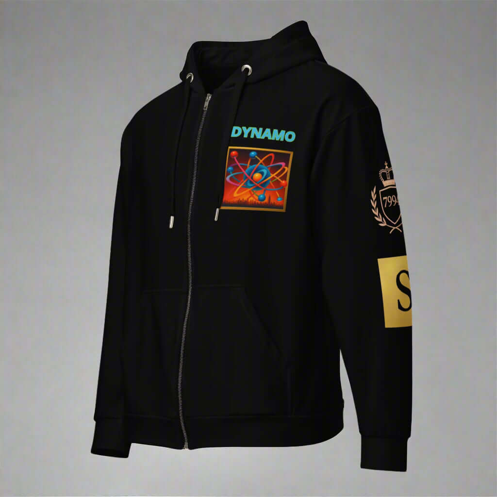 "DYNAMO" black Unisex zip hoodie