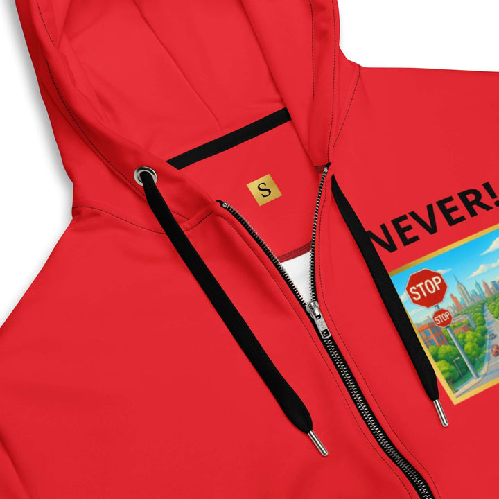 "PERSEVERANCE" Unisex red graphic zip Unisex zip hoodie