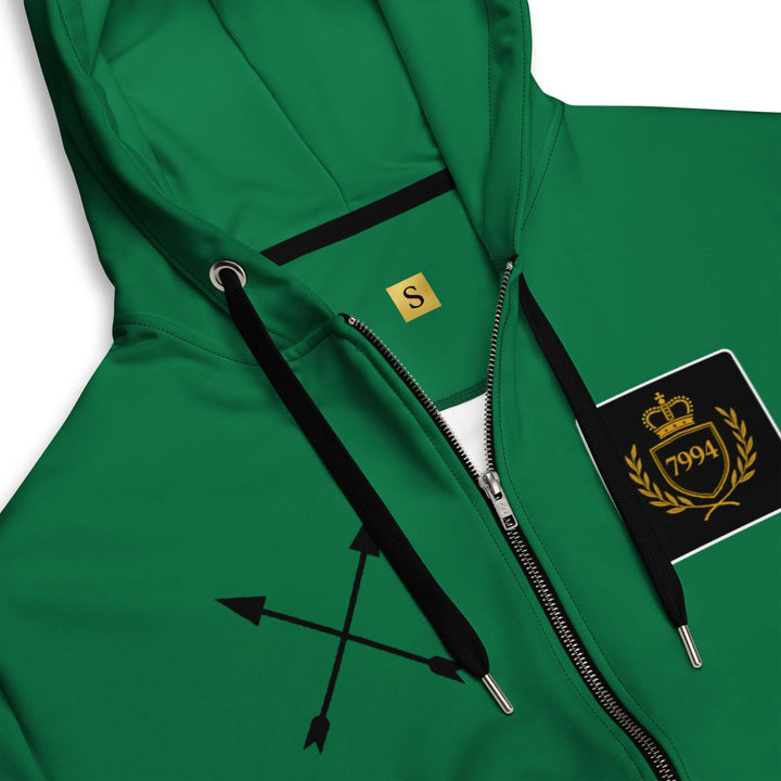 GENGHIS KHAN green "Emperor" worded in Mongolian Unisex graphic zip hoodie (remixed)