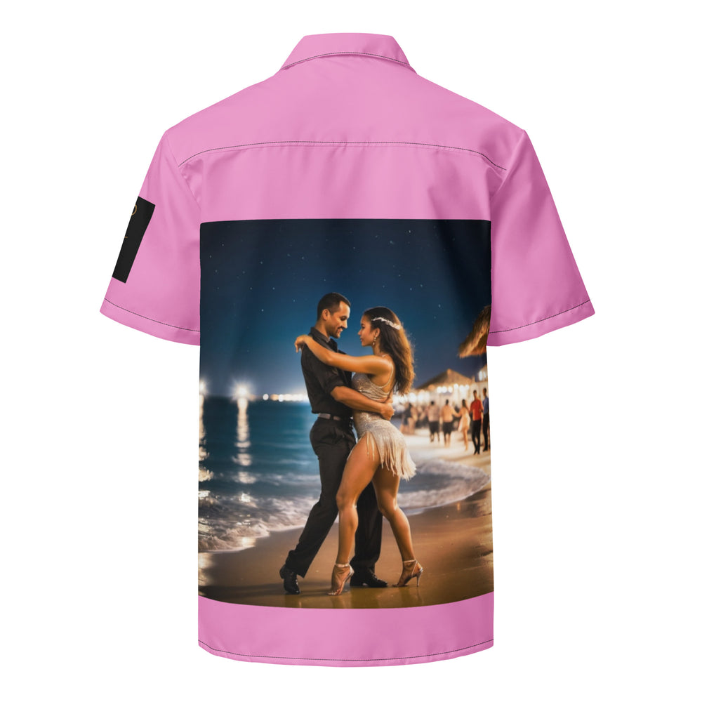 Pink Ocean Salsa Dance Button-Up Shirt