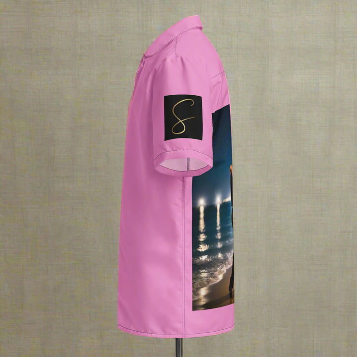Pink Ocean Salsa Dance Button-Up Shirt