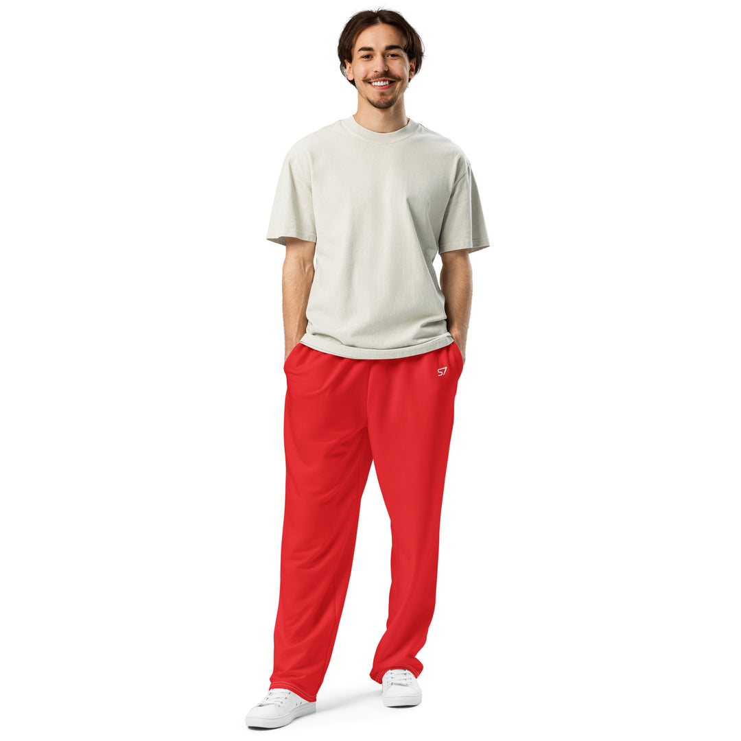 S7 Signature | Unisex Red Wide-Leg Joggers
