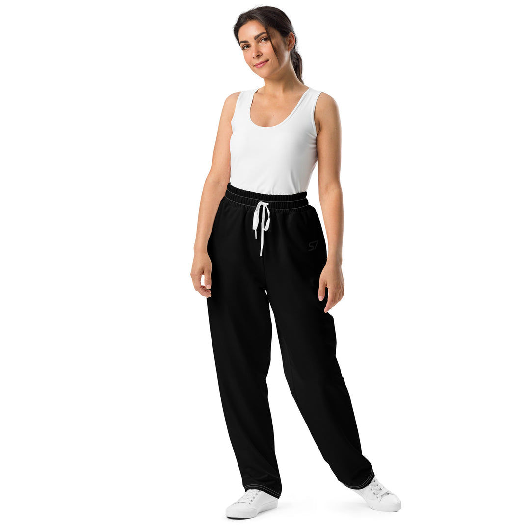 S7 Tonal Signature | Unisex Wide-Leg Joggers — Black &amp; Charcoal