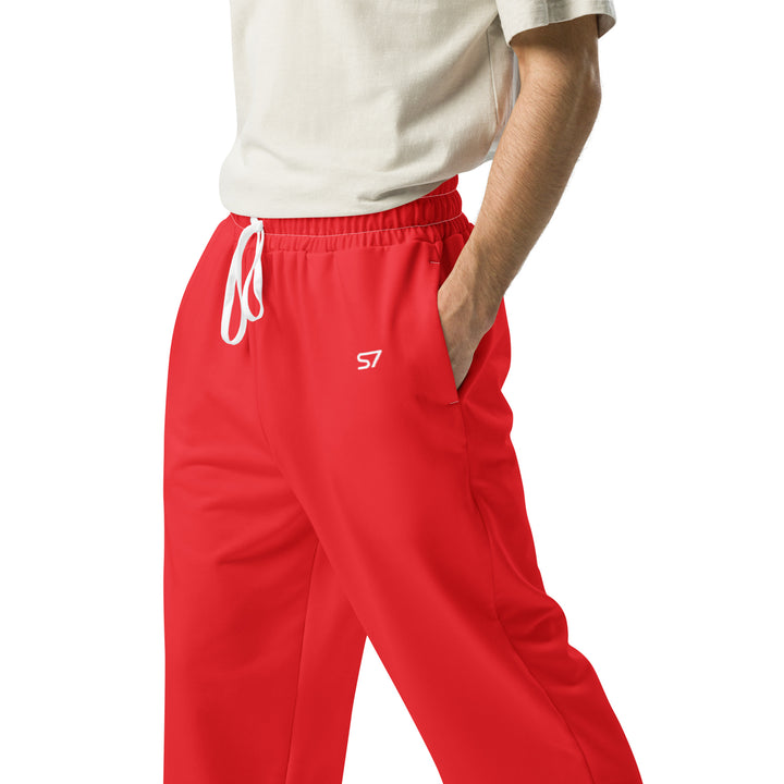 S7 Signature | Unisex Red Wide-Leg Joggers