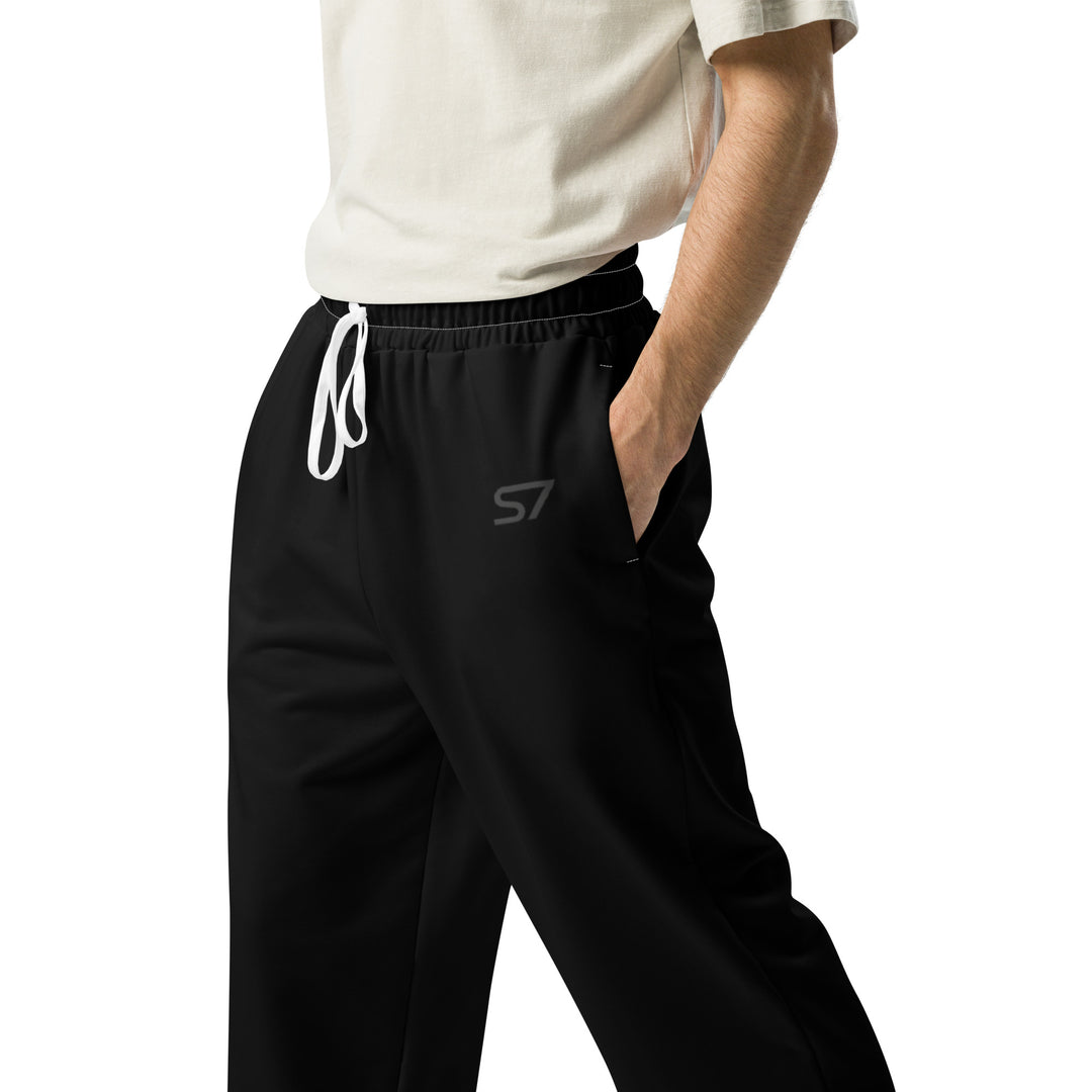 S7 Tonal Signature | Unisex Wide-Leg Joggers — Black &amp; Charcoal