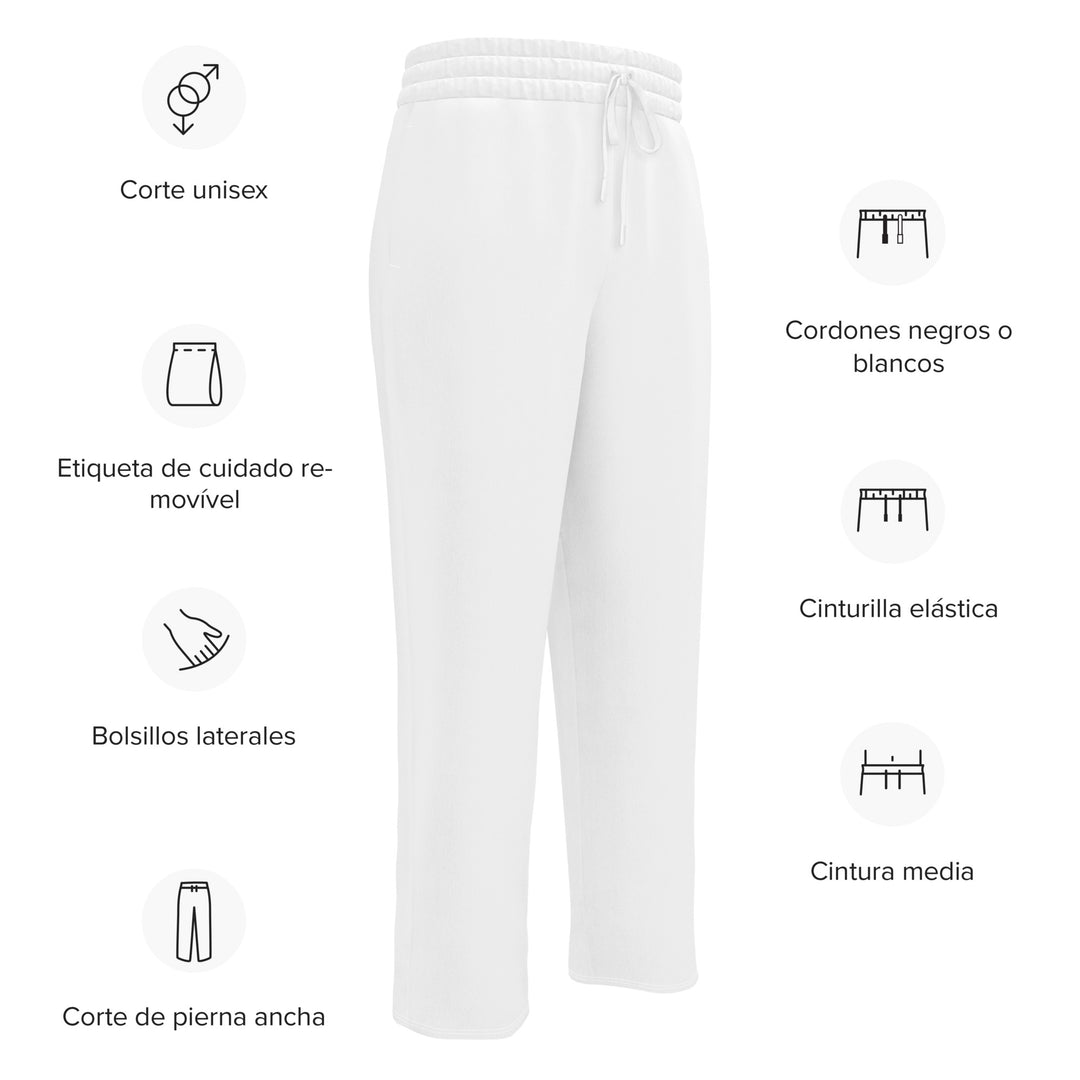 S7 Signature Wide-Leg Joggers — White &amp; Rose Gold