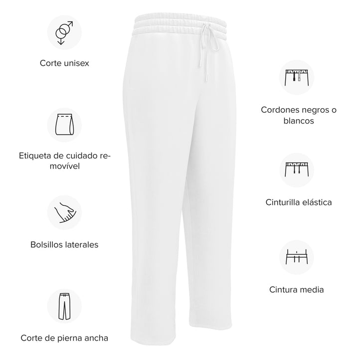 S7 Signature Wide-Leg Joggers — White &amp; Rose Gold