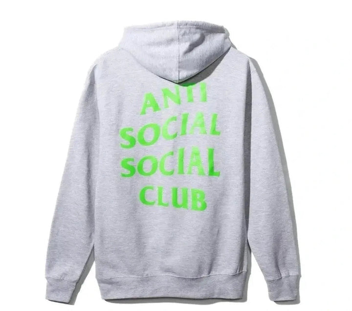 Anti Social Social Club Grey Zip Up Hoodie - Electric Green