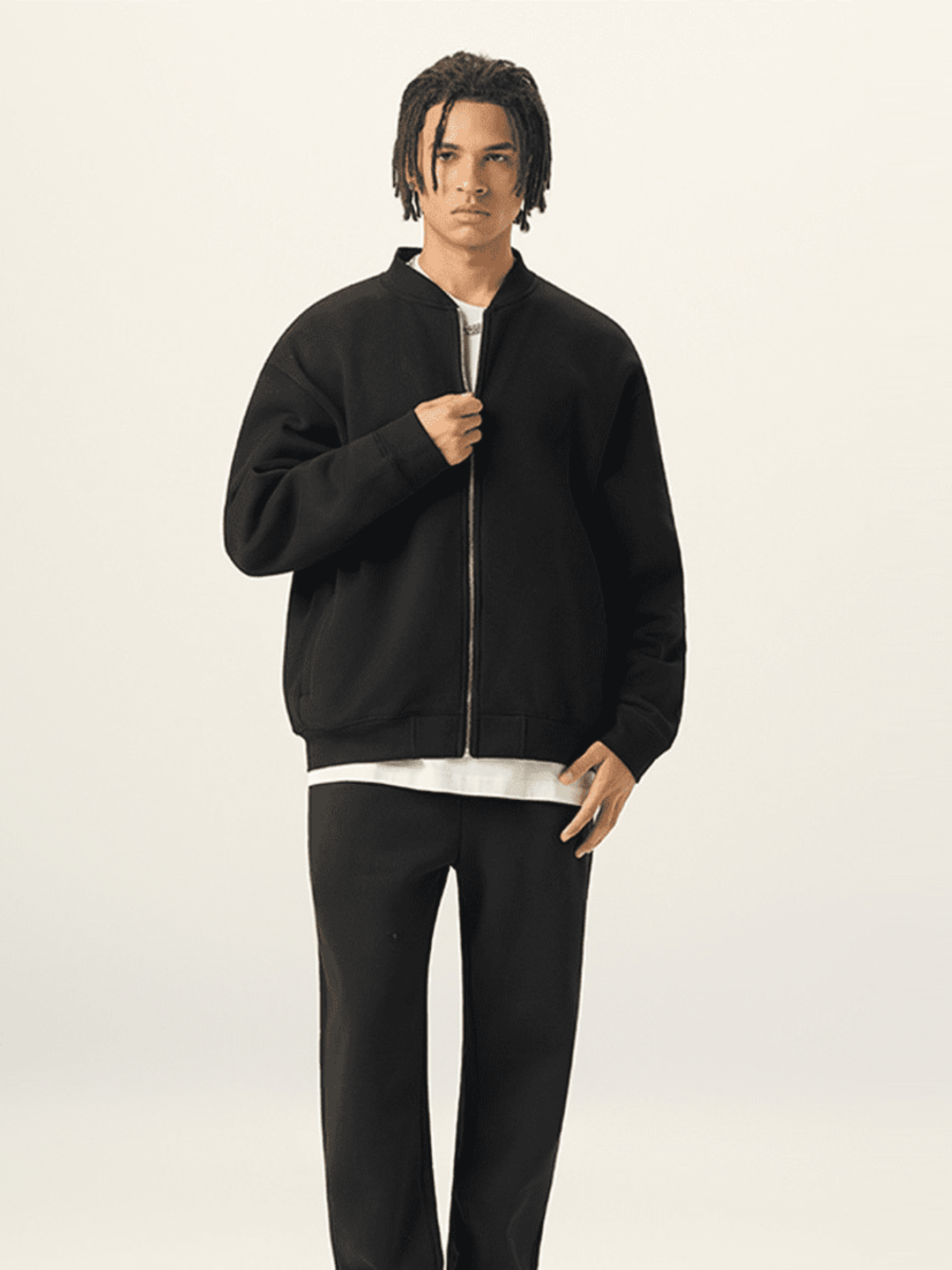 Apollo Black Fleece Zip-Up Baseball Jacket