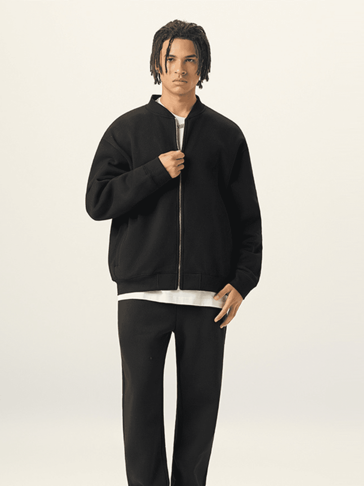Apollo Black Fleece Zip-Up Baseball Jacket