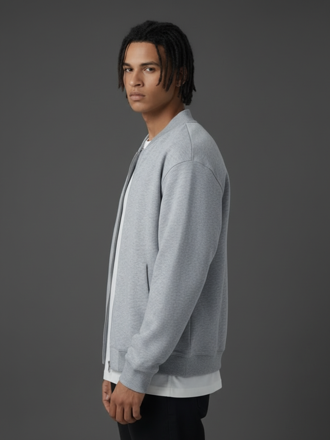 Apollo Grey Fleece Zip-Up Baseball Jacket