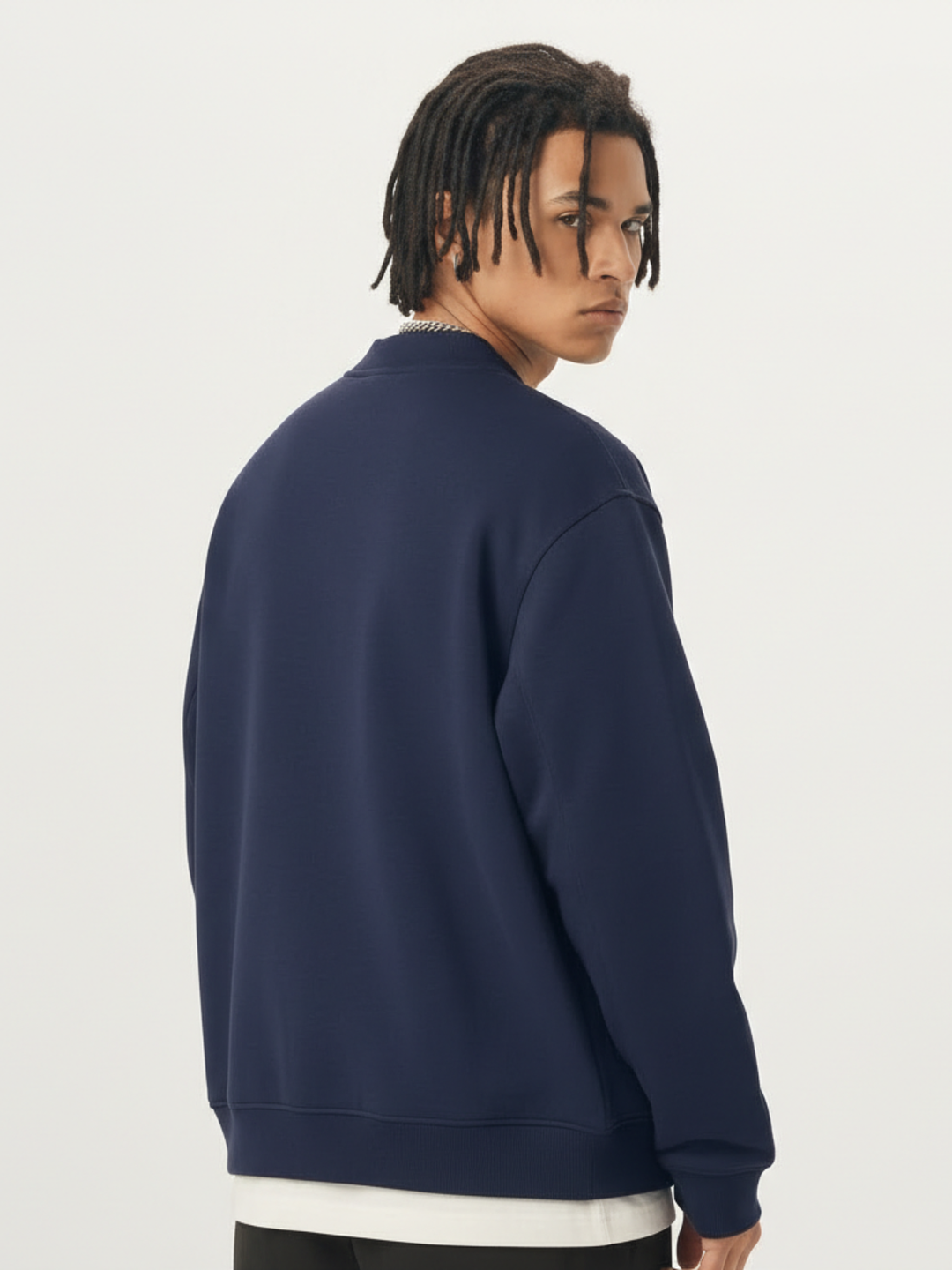 Apollo Navy Fleece Zip-Up Baseball Jacket
