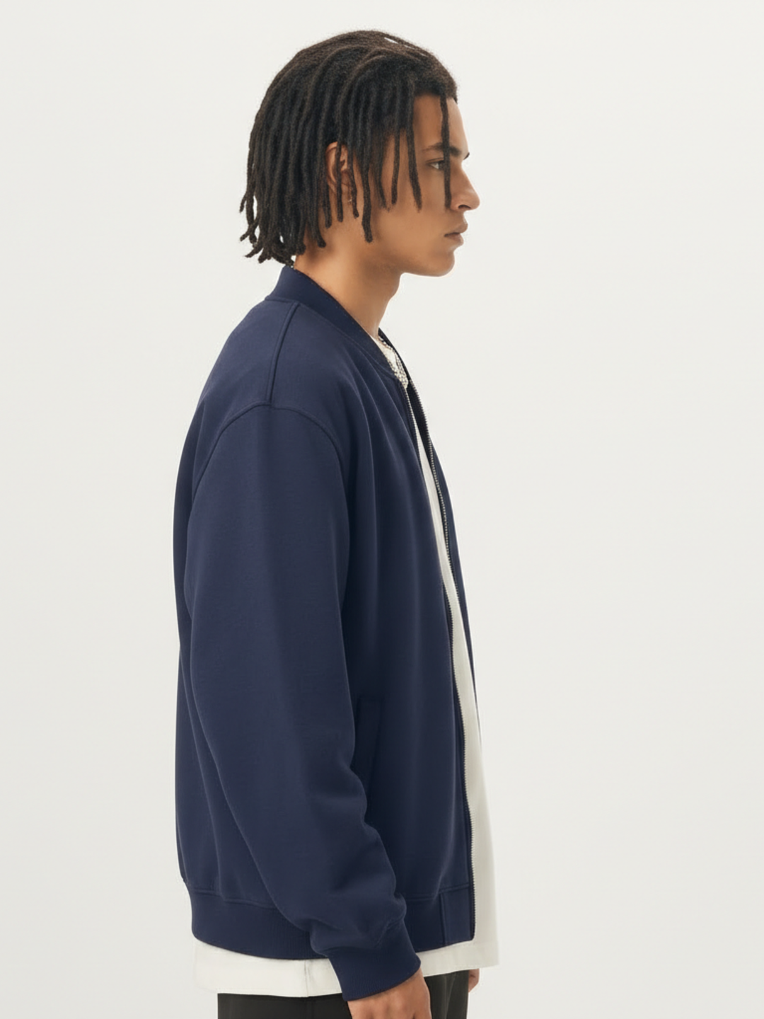 Apollo Navy Fleece Zip-Up Baseball Jacket