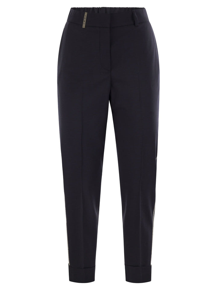 Peserico Women Virgin Wool Blend Trousers With Jewellery