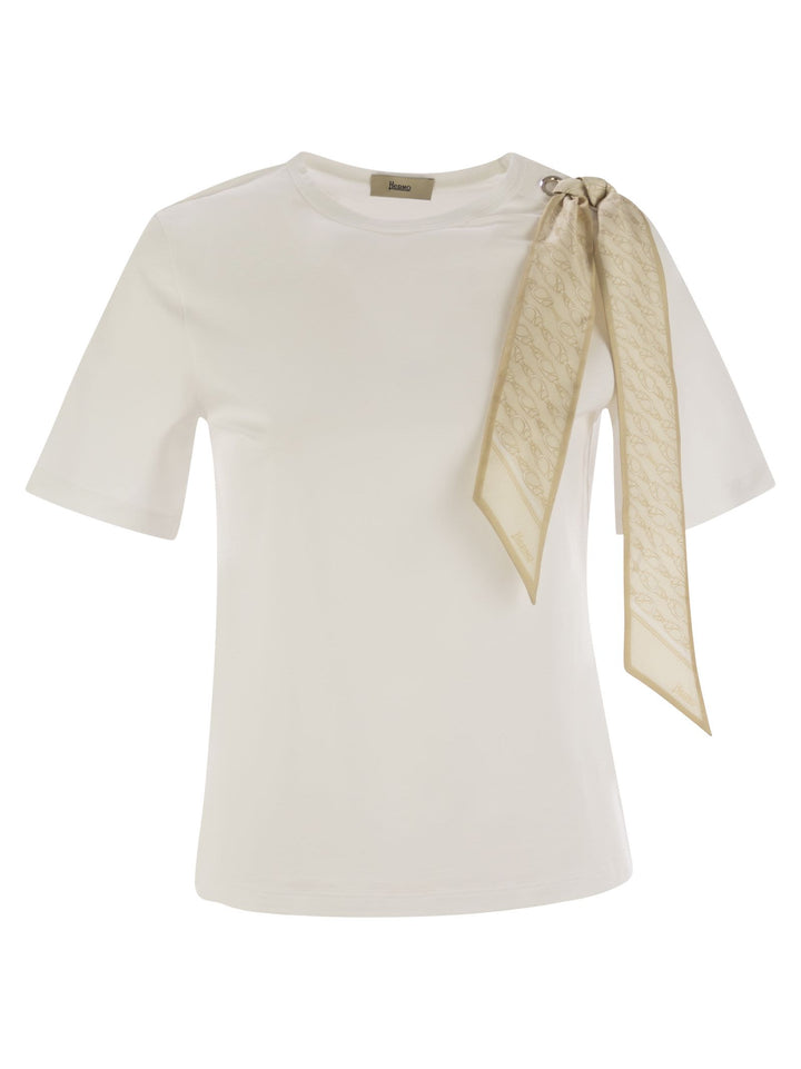 Herno Women T-Shirt With Shoulder Scarf