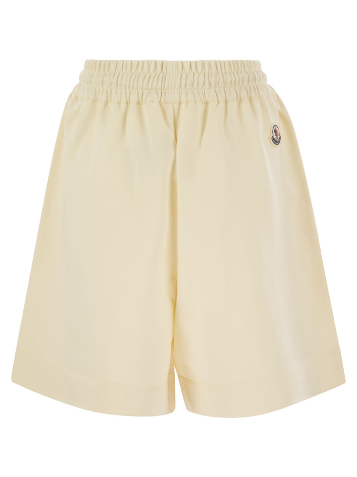 Moncler Women Cotton Shorts With Logo Patch