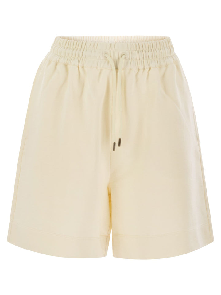 Moncler Women Cotton Shorts With Logo Patch