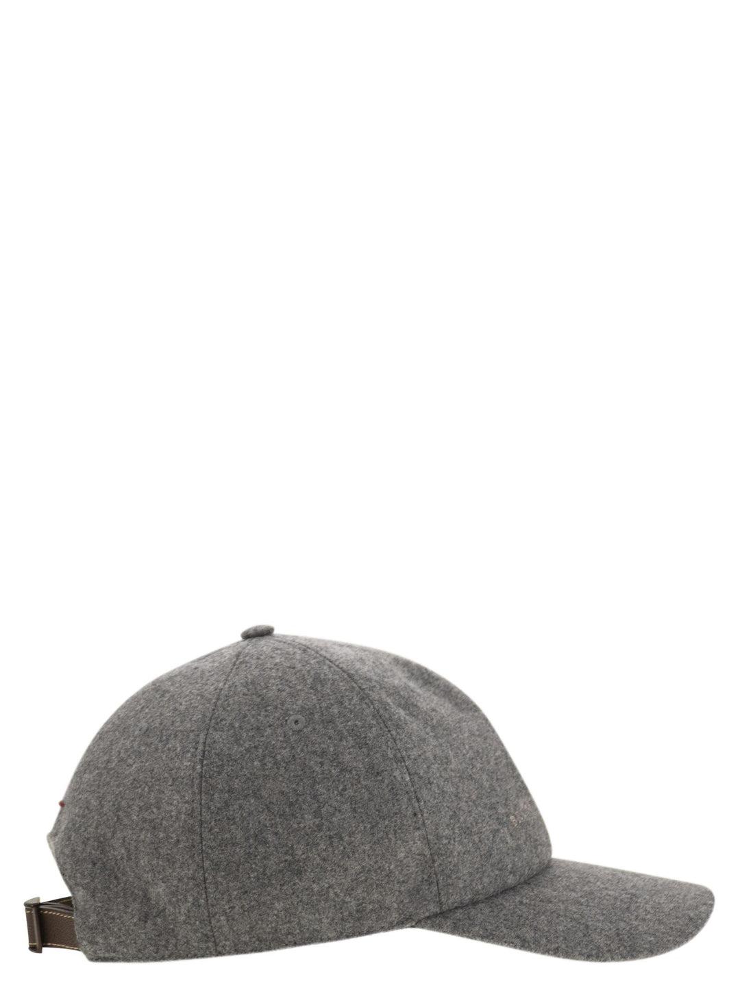Brunello Cucinelli Men Virgin Wool Flannel Baseball Cap With Embroidery