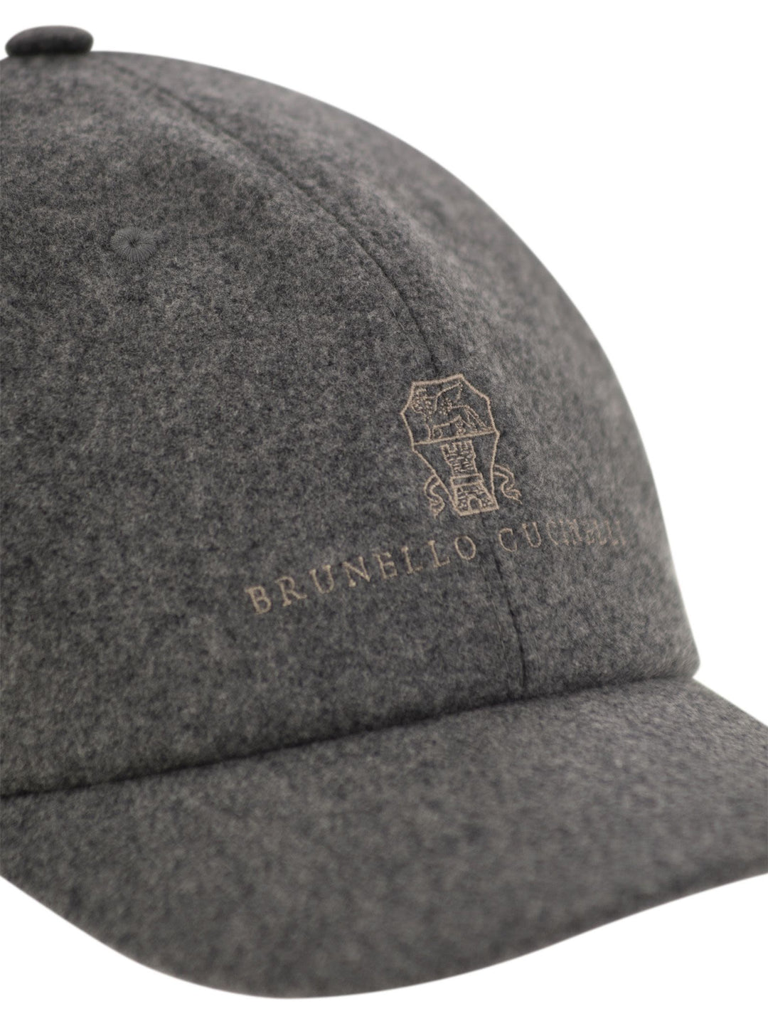 Brunello Cucinelli Men Virgin Wool Flannel Baseball Cap With Embroidery