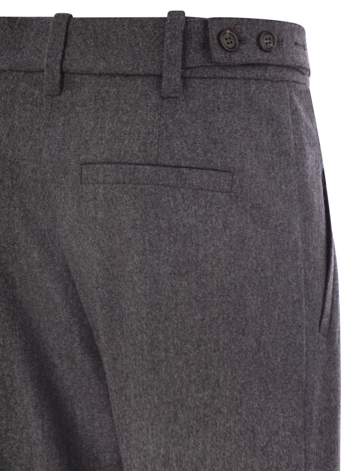 Brunello Cucinelli Women Straight Loose Trousers In Virgin Wool Flannel
