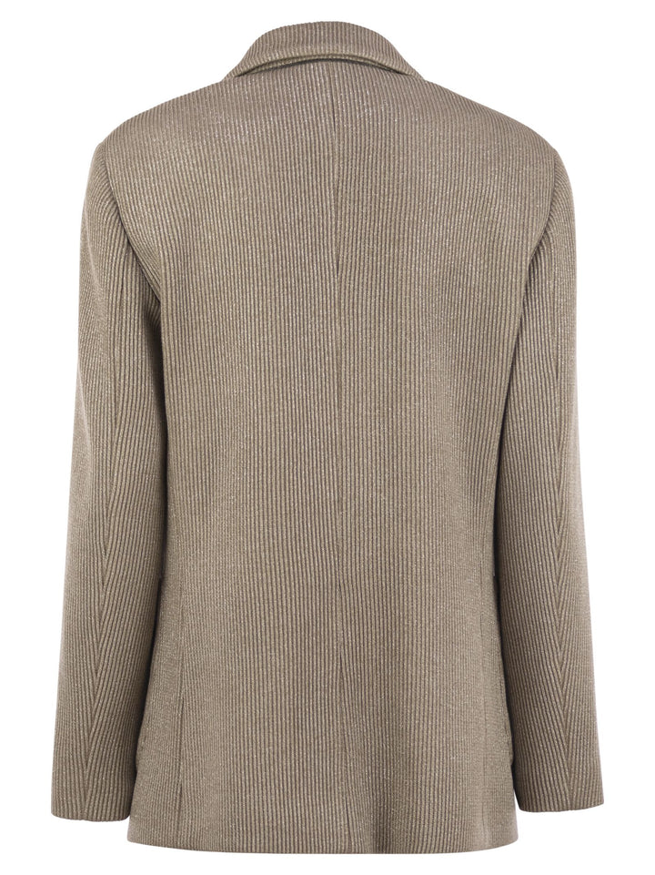 Brunello Cucinelli Women Sparkling English Rib Cotton And Viscose Knitted Jacket With Monili
