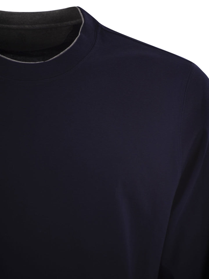 Brunello Cucinelli Men Crew-Neck Cotton Jersey T-Shirt With Long Sleeves