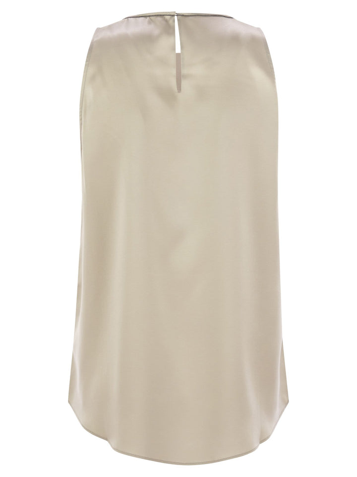 Brunello Cucinelli Women Stretch Silk Satin Top With Jewellery