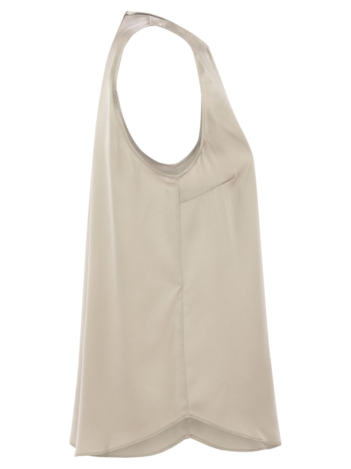 Brunello Cucinelli Women Stretch Silk Satin Top With Jewellery