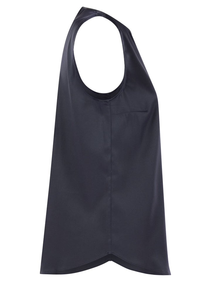 Brunello Cucinelli Women Stretch Silk Satin Top With Jewellery