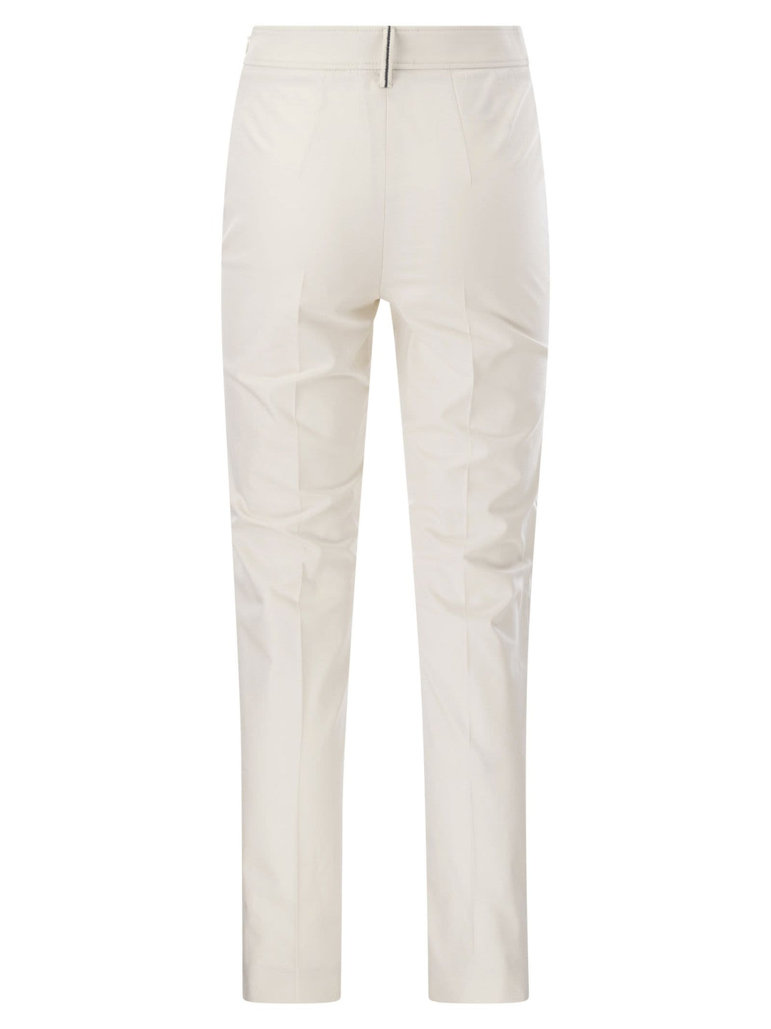 Brunello Cucinelli Women Cotton Twill Capri Trousers With Necklace