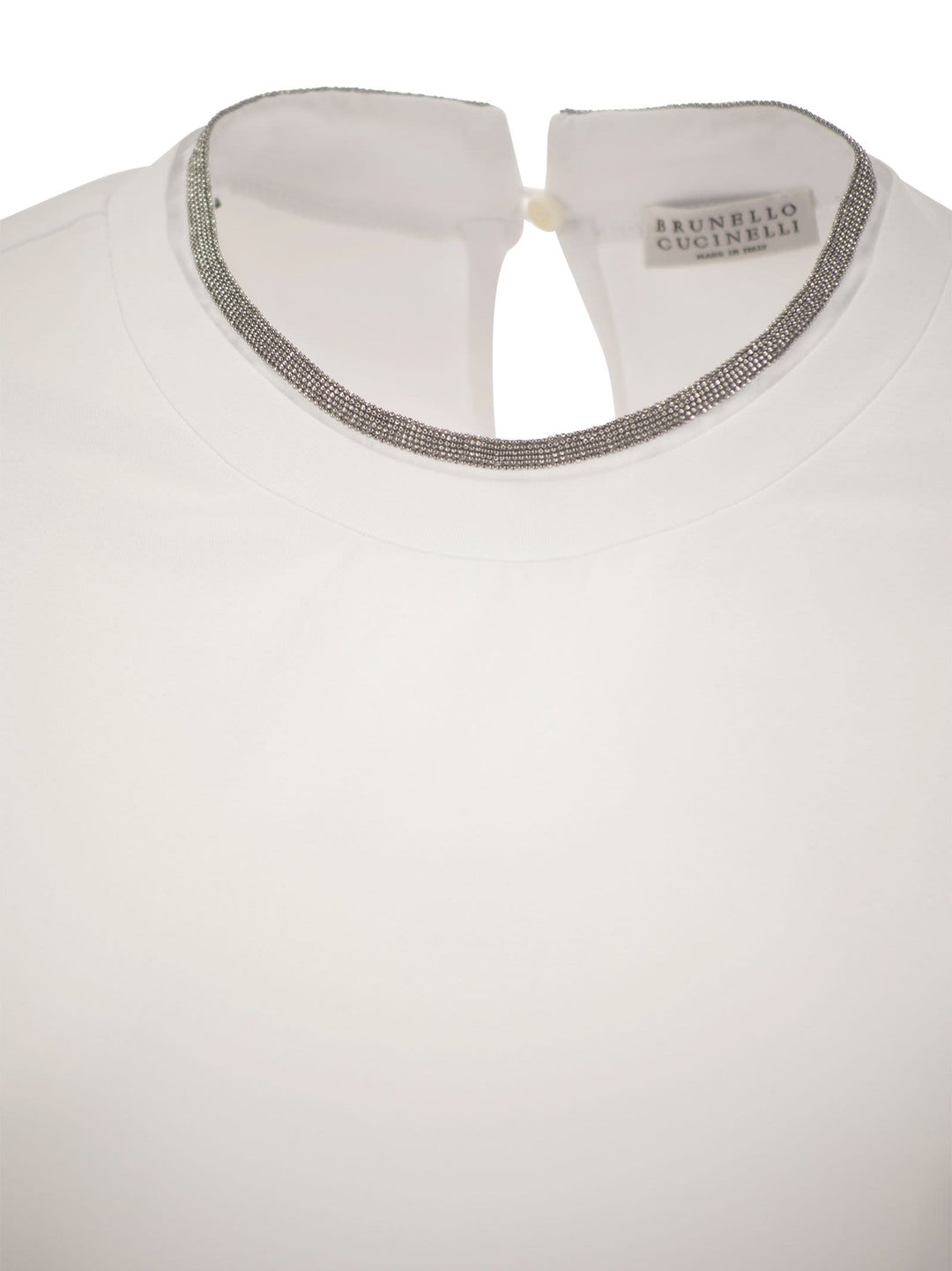 Brunello Cucinelli Women Stretch Cotton Jersey T-Shirt With Precious Faux-Layering