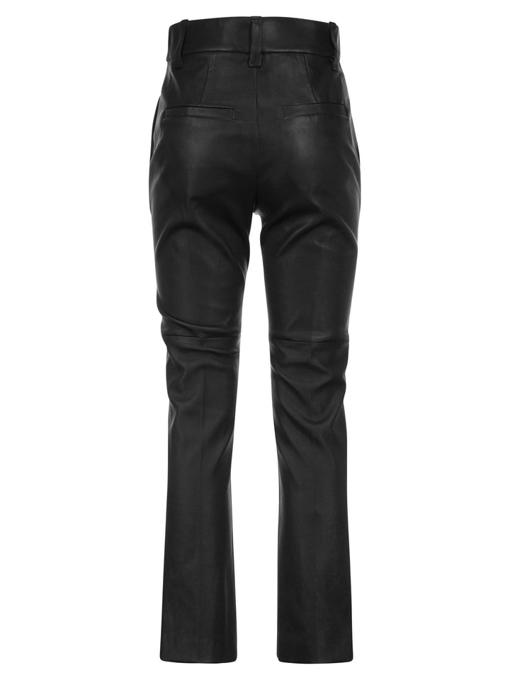 Brunello Cucinelli Women Stretch Nappa Leather Cigarette Trousers
