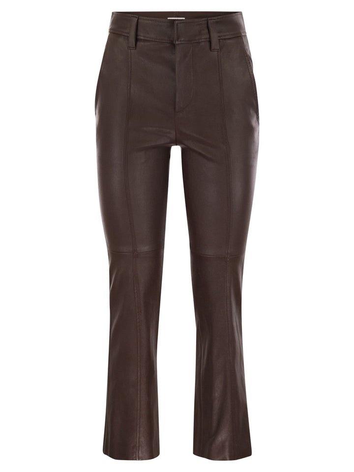 Brunello Cucinelli Women Stretch Nappa Leather Square Cigarette Trousers With Jewellery