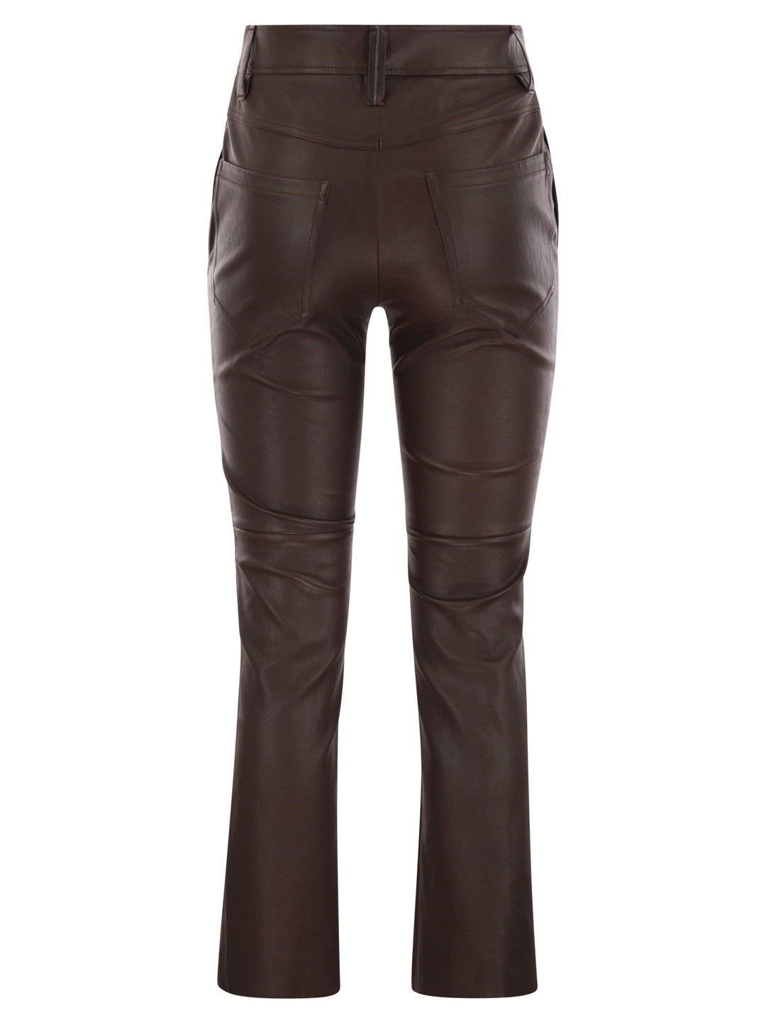 Brunello Cucinelli Women Stretch Nappa Leather Square Cigarette Trousers With Jewellery