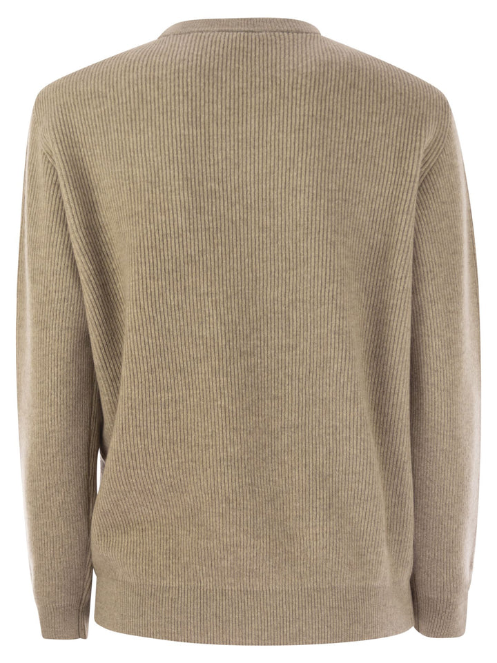 Brunello Cucinelli Women English Rib Cashmere Sweater With Monile