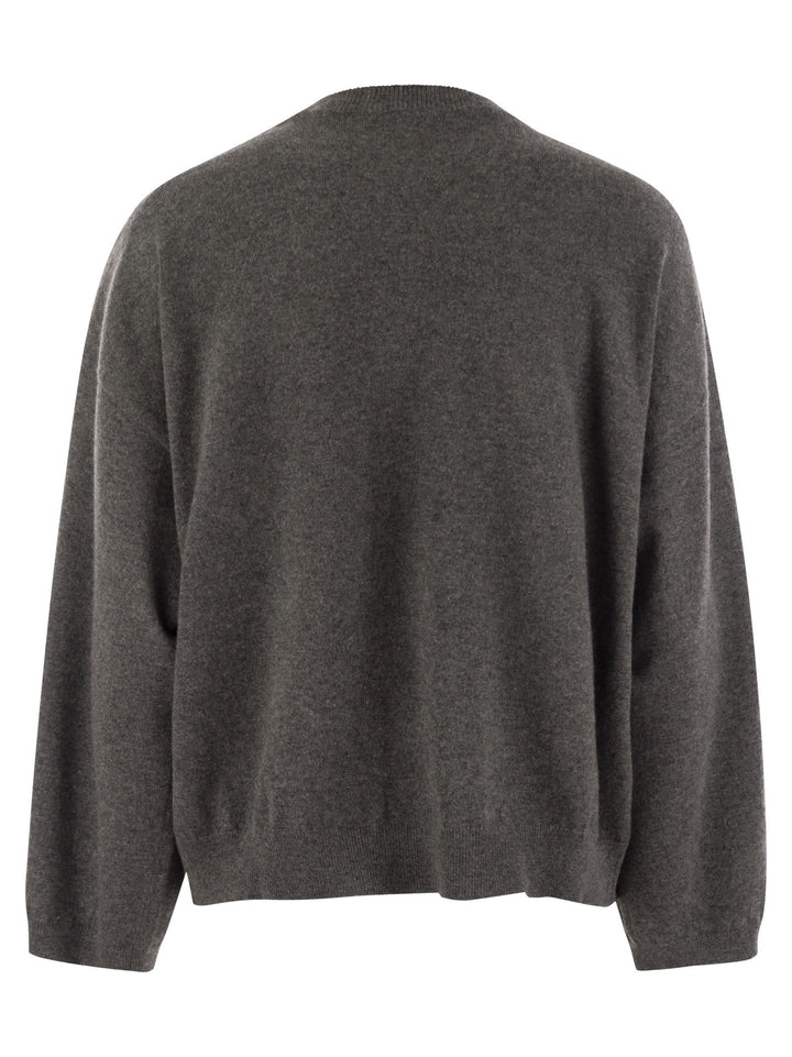 Brunello Cucinelli Women Cashmere Sweater With Breast Pocket And Necklace