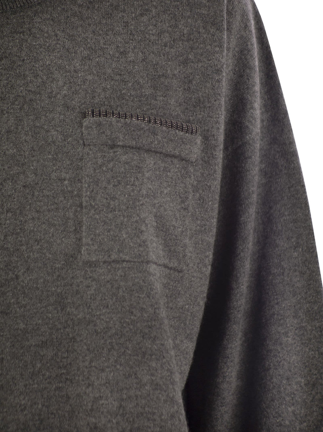 Brunello Cucinelli Women Cashmere Sweater With Breast Pocket And Necklace