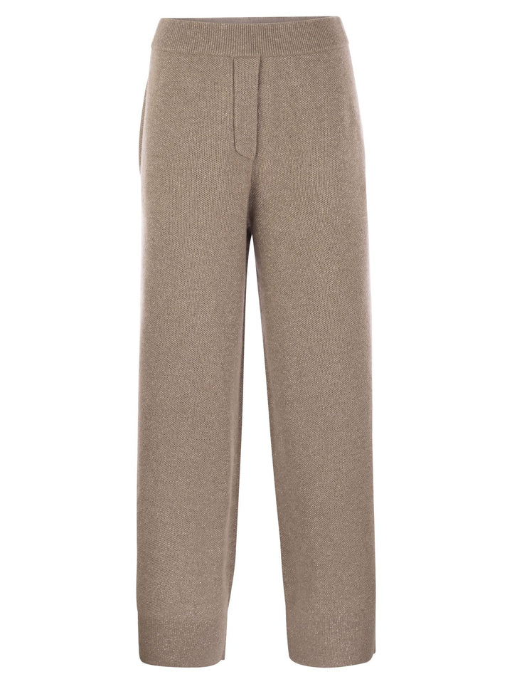 Brunello Cucinelli Women English Rib Cashmere And Viscose Knit Trousers