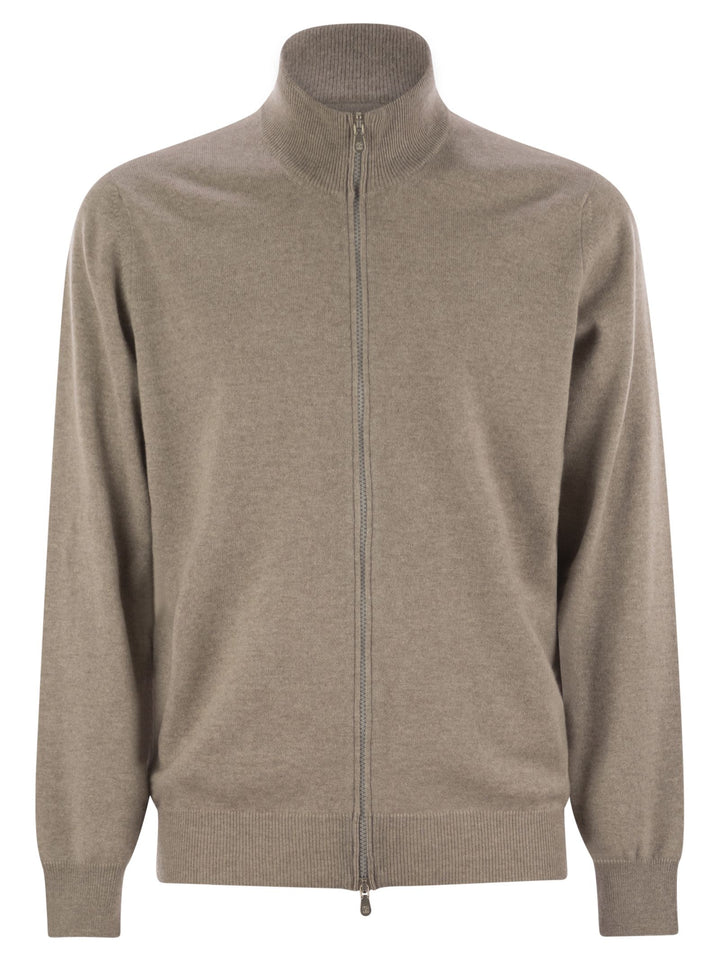Brunello Cucinelli Men High-Necked Cashmere Cardigan With Zip