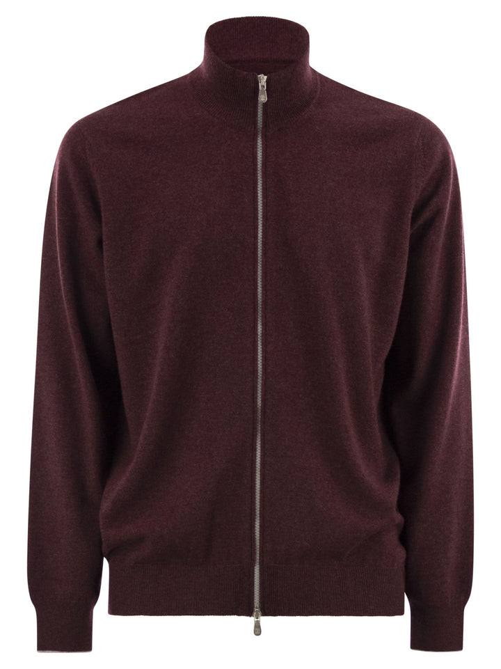 Brunello Cucinelli Men High-Necked Cashmere Cardigan With Zip