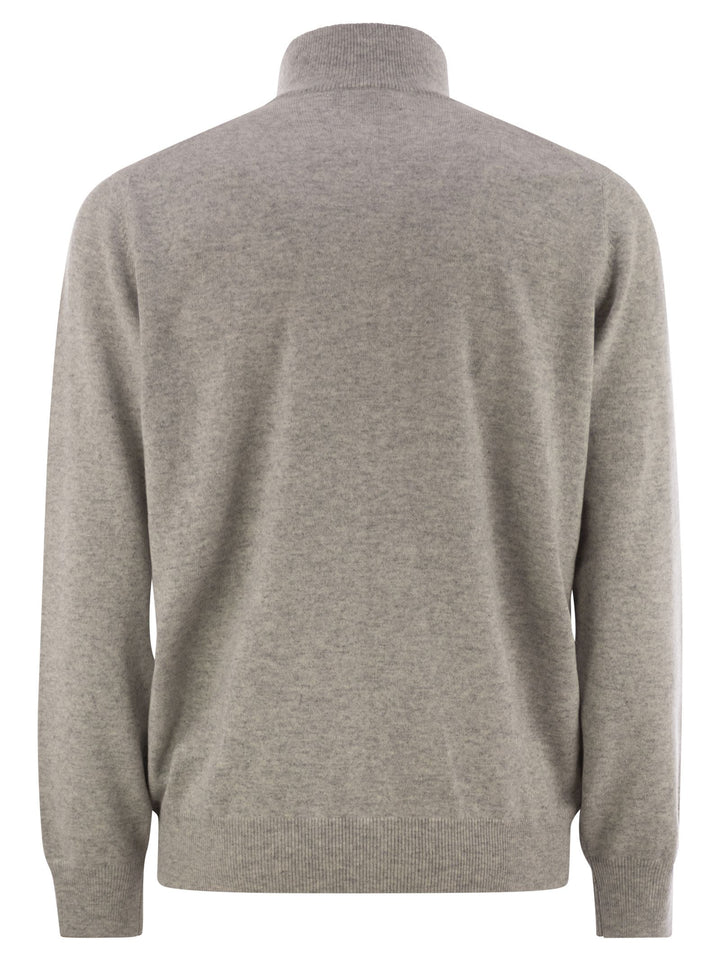 Brunello Cucinelli Men High-Necked Cashmere Cardigan With Zip